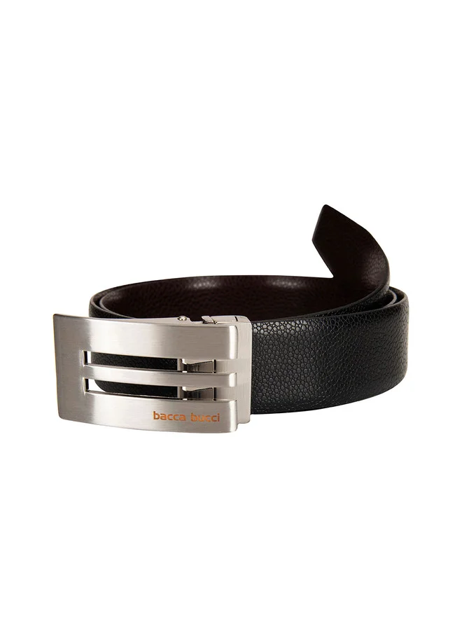 Bacca Bucci  Men's Black Textured Leather Formal Belt with Slider Buckle for Men | Best Price UAE