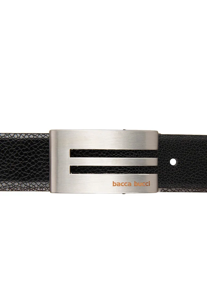 Bacca Bucci  Men's Black Textured Leather Formal Belt with Slider Buckle for Men | Best Price UAE