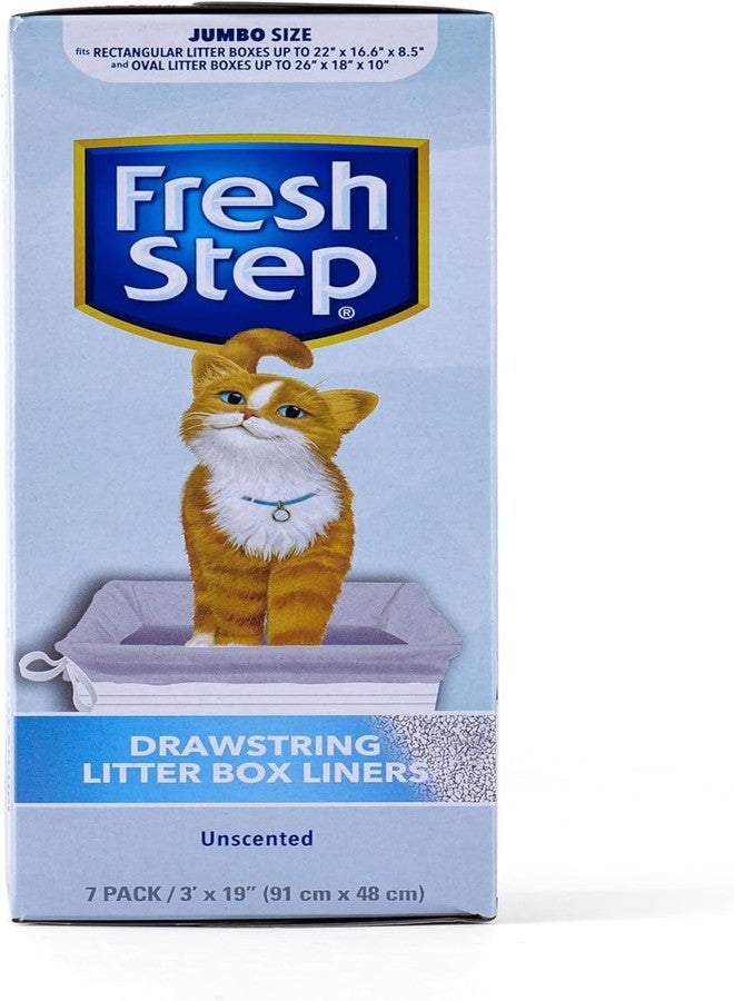 Fresh Step Jumbo Drawstring Cat Litter Box Liners Unscented Heavy Duty Kitty Litter Bags for X-Large Oval or Rectangle Pans Helps Contain Mess Easy Lift Out Cleanup 36 x 19 IN 7 Count 3 Pack - Image 2