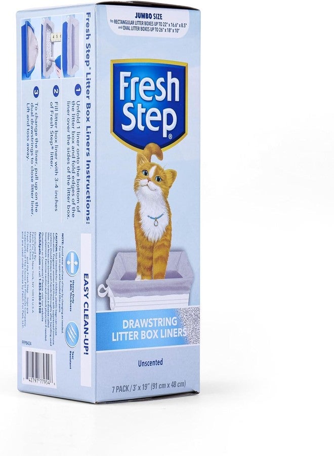 Fresh Step Jumbo Drawstring Cat Litter Box Liners Unscented Heavy Duty Kitty Litter Bags for X-Large Oval or Rectangle Pans Helps Contain Mess Easy Lift Out Cleanup 36 x 19 IN 7 Count 3 Pack - Image 3