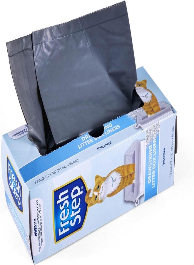 Fresh Step Jumbo Drawstring Cat Litter Box Liners Unscented Heavy Duty Kitty Litter Bags for X-Large Oval or Rectangle Pans Helps Contain Mess Easy Lift Out Cleanup 36 x 19 IN 7 Count 3 Pack - Image 5