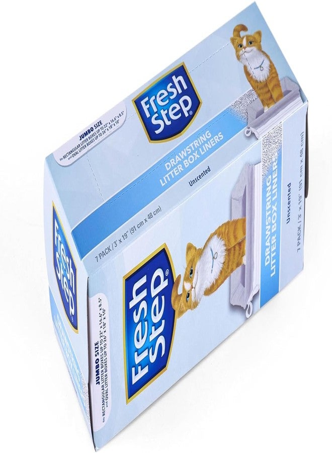 Fresh Step Jumbo Drawstring Cat Litter Box Liners Unscented Heavy Duty Kitty Litter Bags for X-Large Oval or Rectangle Pans Helps Contain Mess Easy Lift Out Cleanup 36 x 19 IN 7 Count 3 Pack - Image 4