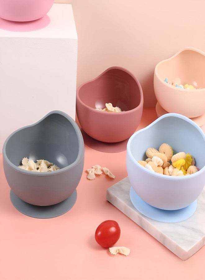 yomith Silicone Baby Food Bowl with Wooden Handle Spoon, Flexible Food-Grade Silicone, Big Super Suction Base, Non-Slip, Kids Training Feeding Tableware Eating Bowl (Sky Blue 1PCS) - Image 4