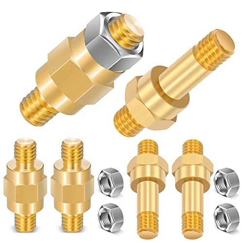 LEIFIDE 8 Pieces Brass Side Post Battery Terminal Bolt 3/8 Inch Standard Stud Extender Automotive Battery Post Adapter for Car Audio Cable Extension Kit Accessory, 1.57 1.81 Inch - Image 1