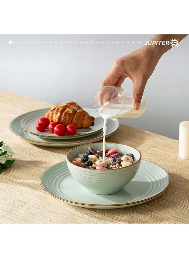 Famiware Jupiter 6 Piece Stoneware Bowls Set in 5.5 inches, Serving Bowl for Cereal, Soup, Rice, Pasta, Scratch Resistant, Microwave & Dishwasher Safe, Light Green  - Image 3