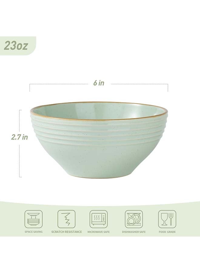 Famiware Jupiter 6 Piece Stoneware Bowls Set in 5.5 inches, Serving Bowl for Cereal, Soup, Rice, Pasta, Scratch Resistant, Microwave & Dishwasher Safe, Light Green  - Image 5