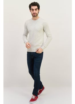 Jules Men Speckled Print Knitted Sweater, Light Grey  - Image 2