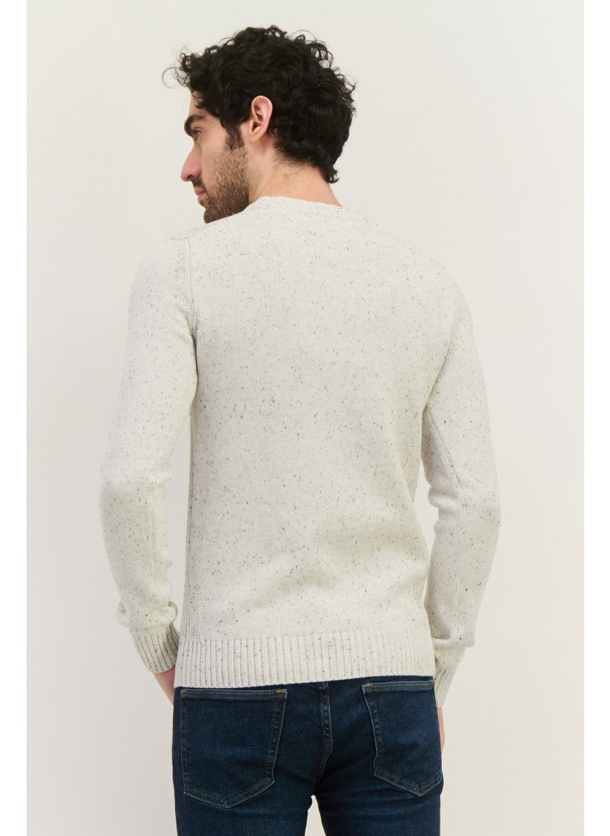 Jules Men Speckled Print Knitted Sweater, Light Grey  - Image 4