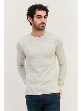 Jules Men Speckled Print Knitted Sweater, Light Grey  - Image 1