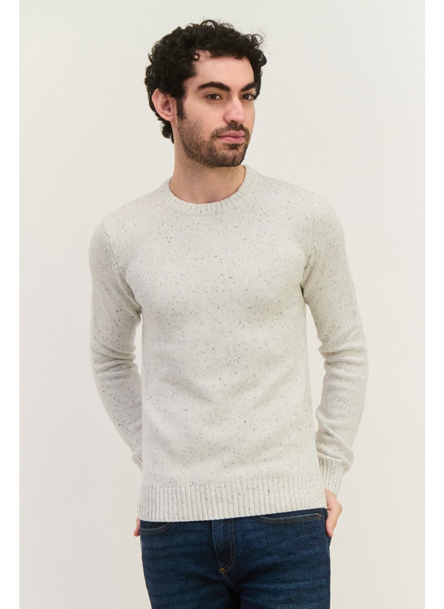 Jules Men Speckled Print Knitted Sweater, Light Grey  - Image 1