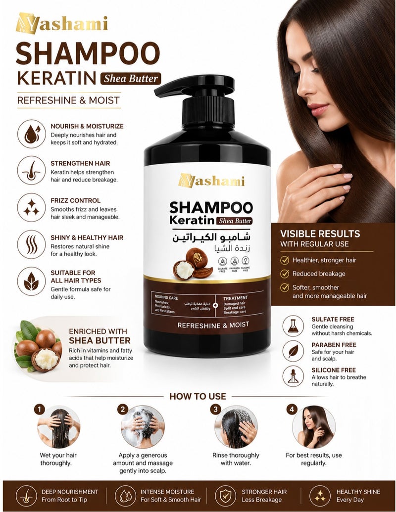 WASHAMI Shampoo Keratin Shea Butter 500 ml - Image 2