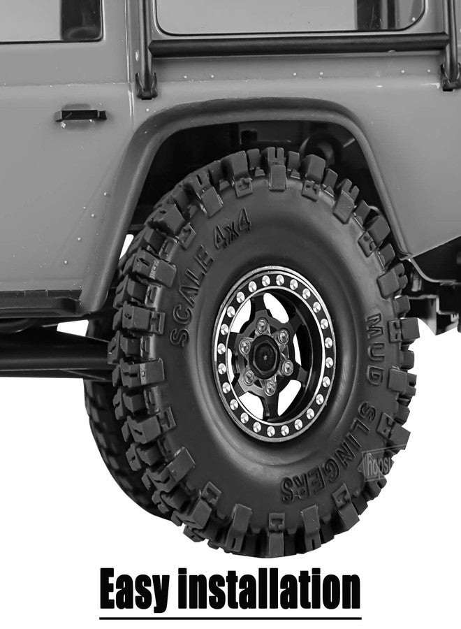 hopsupRC RC 1.0 Beadlock Truck Tires for 1/18 1/24 Trx4m SCX24 RC Crawler,RC Wheels Tires.Aluminum 1.0‘’ Beadlock Wheel Rim&1.0in Tires Tyres.Black(4PCS) - Image 3