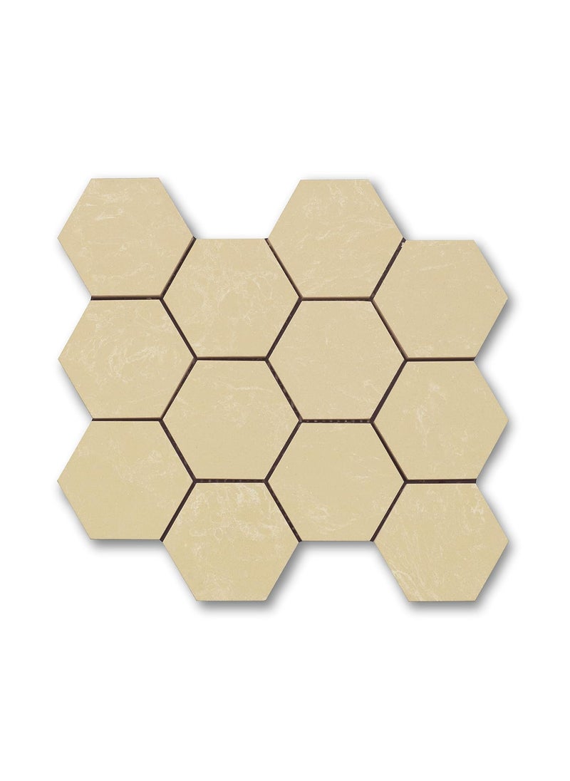 Elemente by Johnson Marble & Quartz Elemente Mosaic Sheets in Engineered Marble Quartz for Surfacing Feature Walls of Luxurious Living SpacesInspirationHexa Botticcino Beige 