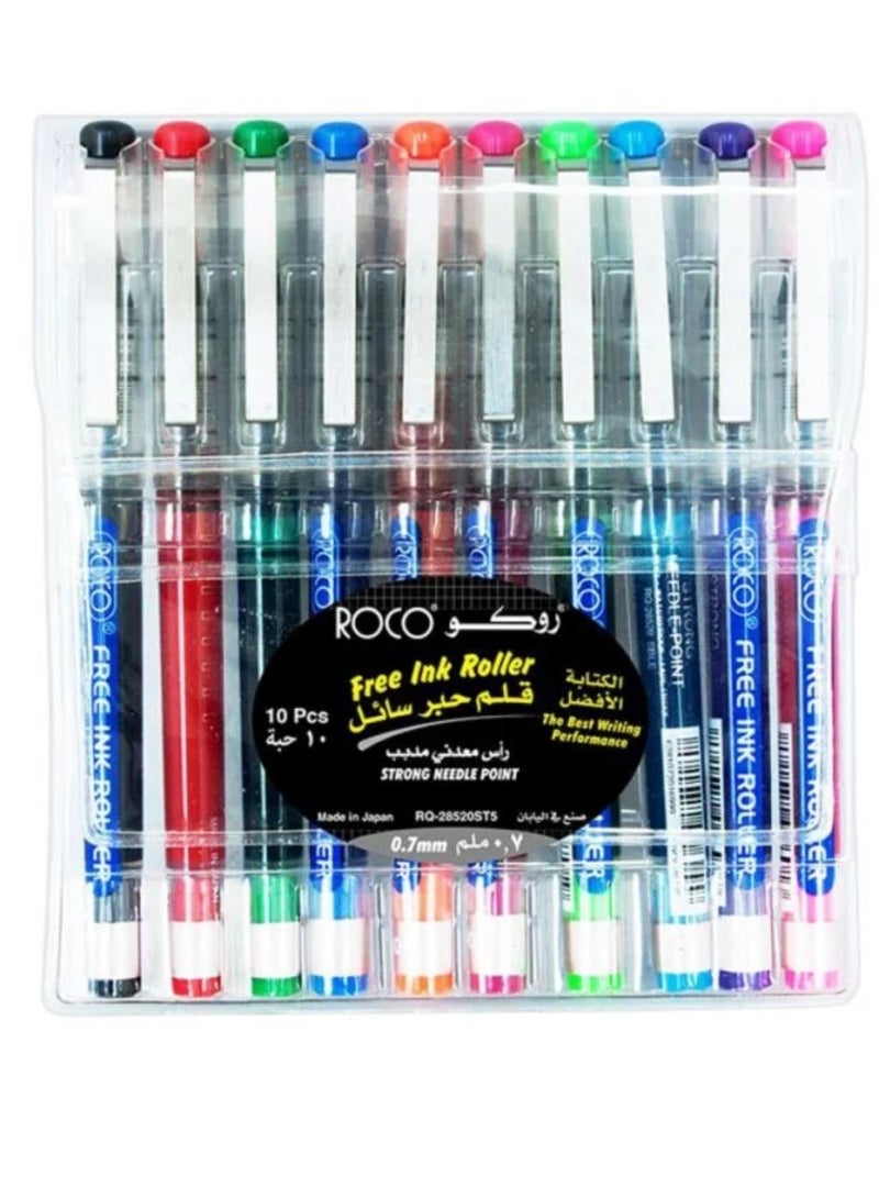روكو مجموعة أقلام حبر سائل مكونة من 10 قطع متعدد الألوان