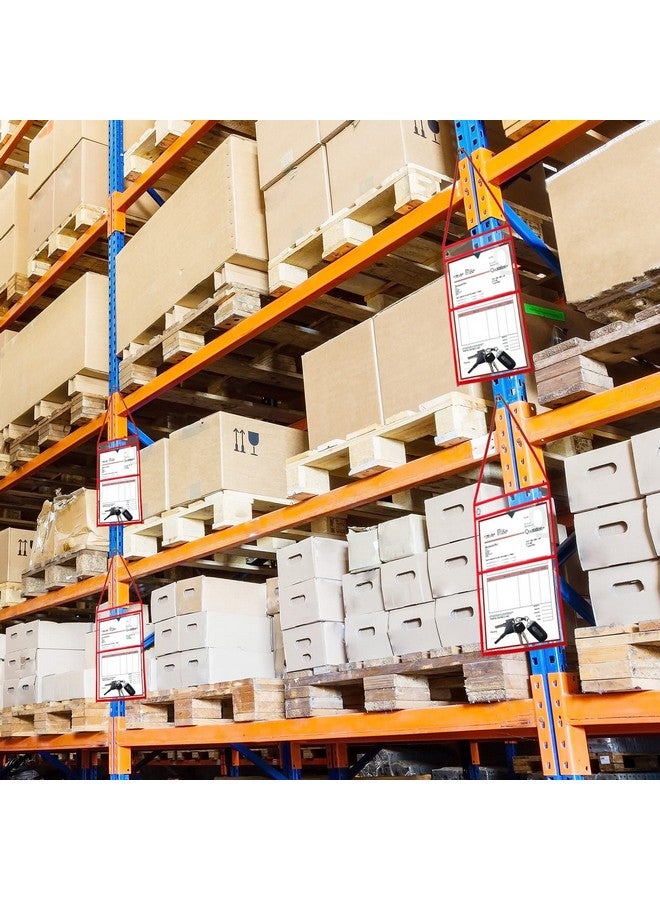 Epakh 30 Pack Work Order Plastic Sleeves Repair Order Sleeves 9 X 12 Inch Work Order Holder Pockets Job Ticket Holders Dry Erase Shop Ticket Holders With Hanging Strap Both Sides Clear(Red) - Image 5