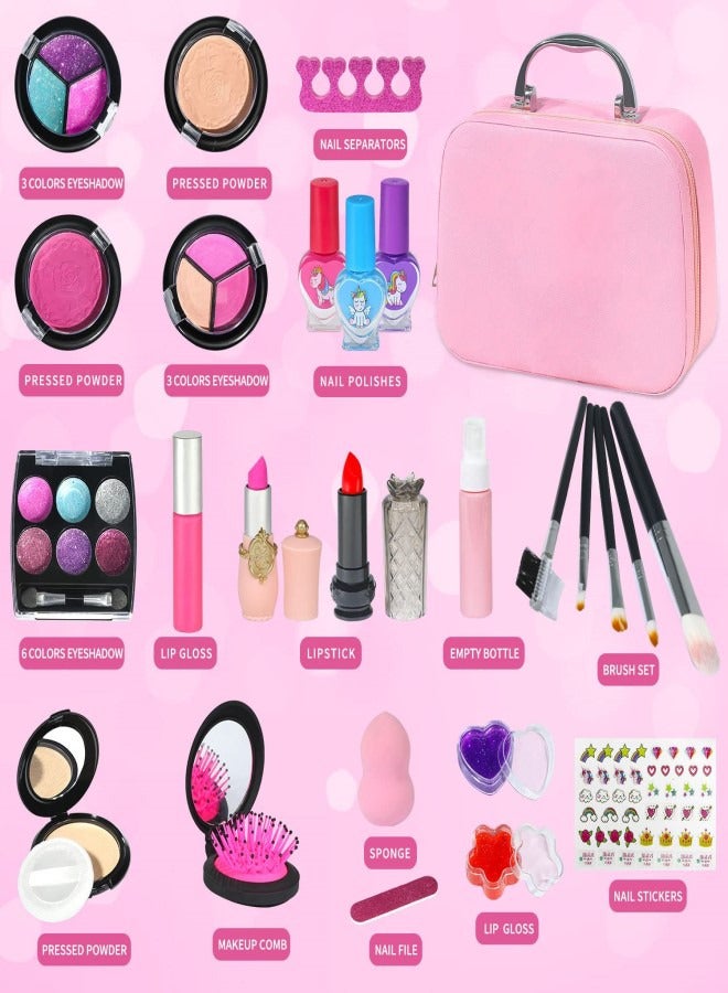 Kids Makeup Kit for Girls, 31 Pcs Washable Real Makeup Set, Little Girl Unicorns Theme Make Up for Princess Toddler  - Image 4