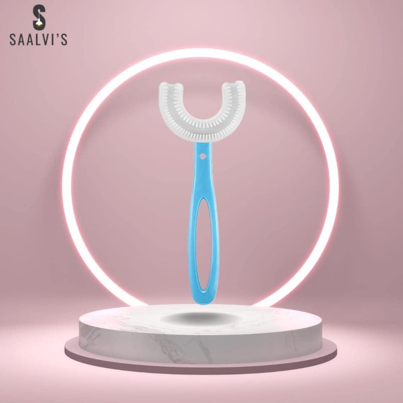 SilverBoons فرشاة أسنان فضية للأطفال على شكل حرف U | رأس فرشاة أسنان على شكل U بزاوية 360 درجة للأطفال والرضع فرشاة تدريب يدوية للأطفال - Image 3