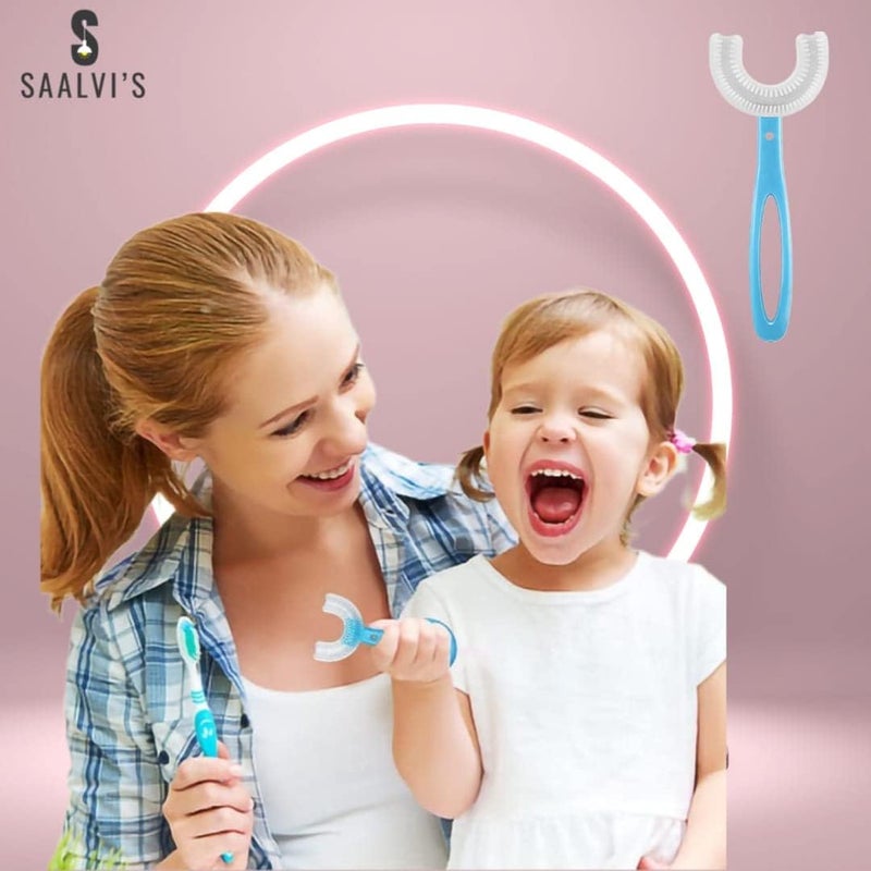 SilverBoons فرشاة أسنان فضية للأطفال على شكل حرف U | رأس فرشاة أسنان على شكل U بزاوية 360 درجة للأطفال والرضع فرشاة تدريب يدوية للأطفال - Image 4