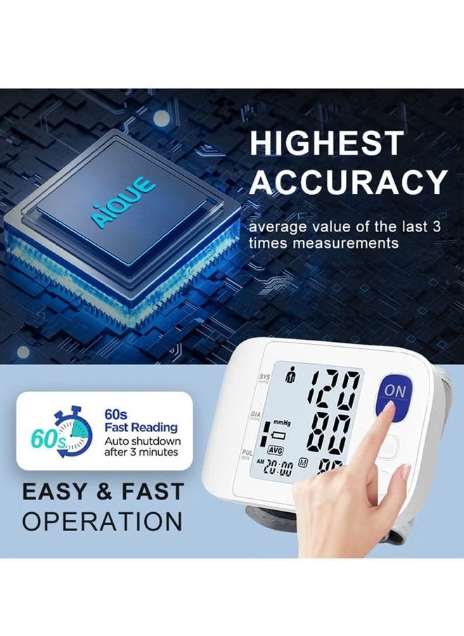 general Blood Pressure Monitor Digital Wrist Blood Pressure Machine with Adjustable Cuff, Readings Memory Large Display Voice with Irregular Heartbeat Detection, Automatic Blood Pressure Wrist Detector Watch Accurate Results - Image 3