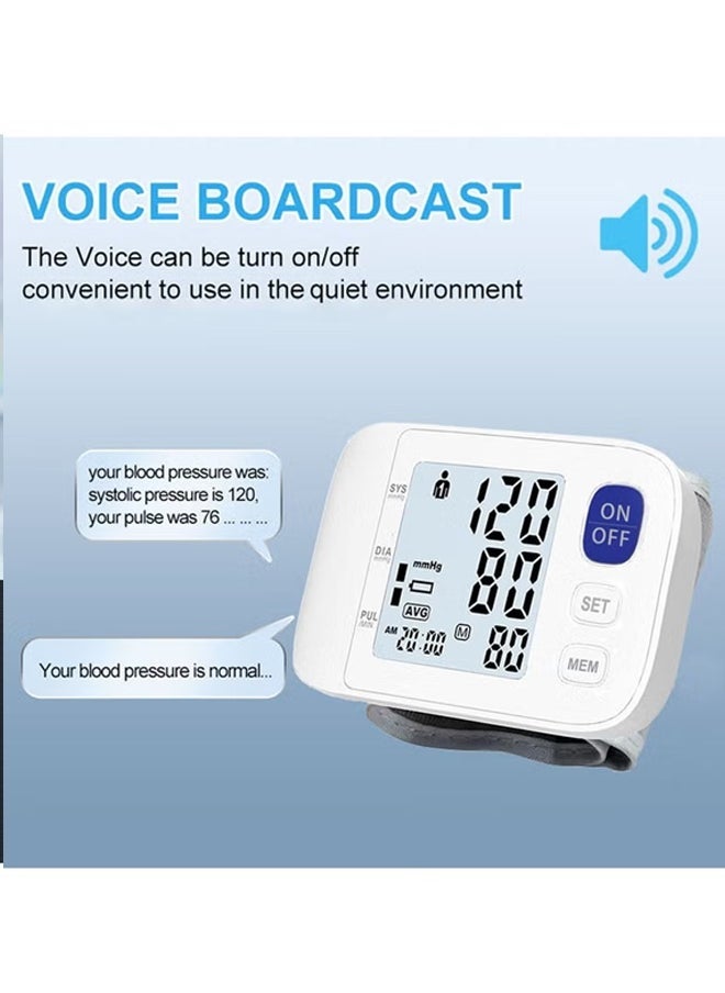 general Blood Pressure Monitor Digital Wrist Blood Pressure Machine with Adjustable Cuff, Readings Memory Large Display Voice with Irregular Heartbeat Detection, Automatic Blood Pressure Wrist Detector Watch Accurate Results - Image 5