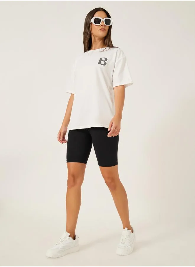 ستايلي Styli Solid Loose Fit Round Neck T-Shirt