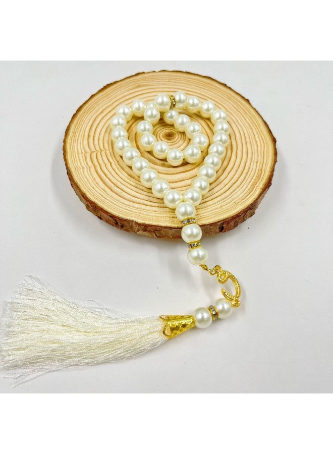 NIBEMINENT 33 Muslim Prayer Beads White/10mm