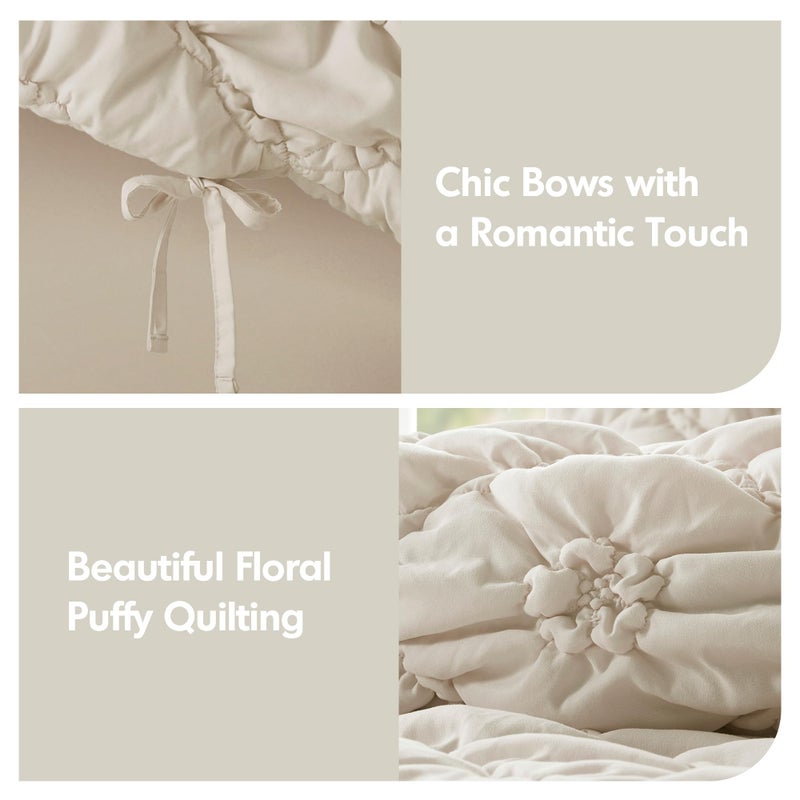 Intelligent Design Twin Comforter Set â€“ Ivory Lily Puffy Floral Shabby Chic Boho Bedding for Girls, Ultra-Soft, Lightweight & All-Season, Twin - Image 5