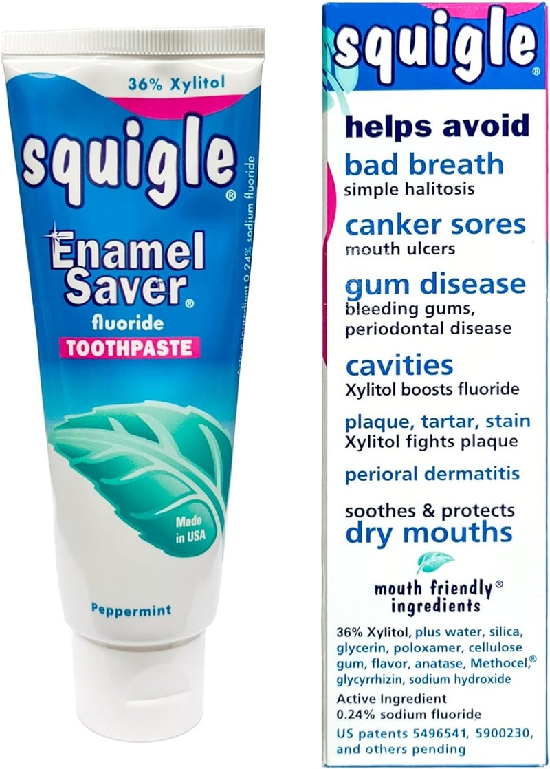 Squigle Enamel Saver Toothpaste 36 Xylitol Contains Fluoride SLS Free Prevents Mouth Ulcers Canker Sores Bad Breath Perioral Dermatitis Chapped Lips Soothes Protects Dry Mouths 2 Pack - Image 5