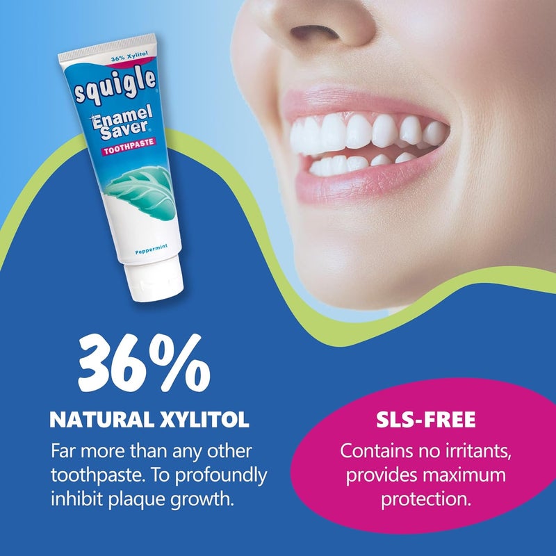 Squigle Enamel Saver Toothpaste 36 Xylitol Contains Fluoride SLS Free Prevents Mouth Ulcers Canker Sores Bad Breath Perioral Dermatitis Chapped Lips Soothes Protects Dry Mouths 2 Pack - Image 2