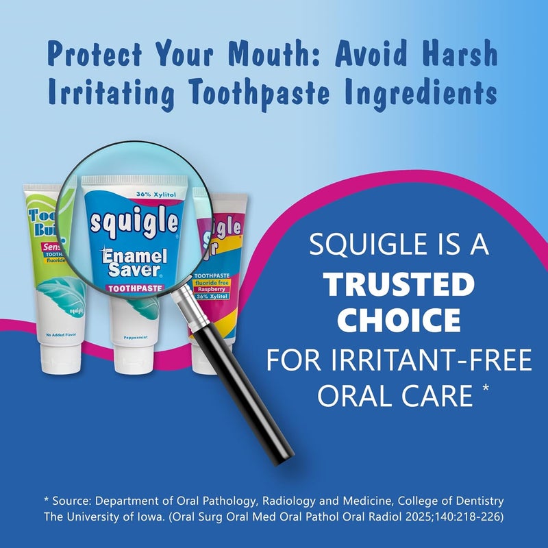 Squigle Enamel Saver Toothpaste 36 Xylitol Contains Fluoride SLS Free Prevents Mouth Ulcers Canker Sores Bad Breath Perioral Dermatitis Chapped Lips Soothes Protects Dry Mouths 2 Pack - Image 3