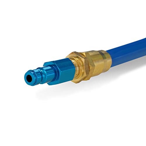 Steelman 15-Foot Coiled 3/8-Inch ID Air Hose with Reusable 1/4-Inch NPT Brass Fittings, Quick Connect Universal AMT Style Coupler and T-Style Automotive Plug, Kink Resistant Polyurethane Tubing - Image 3