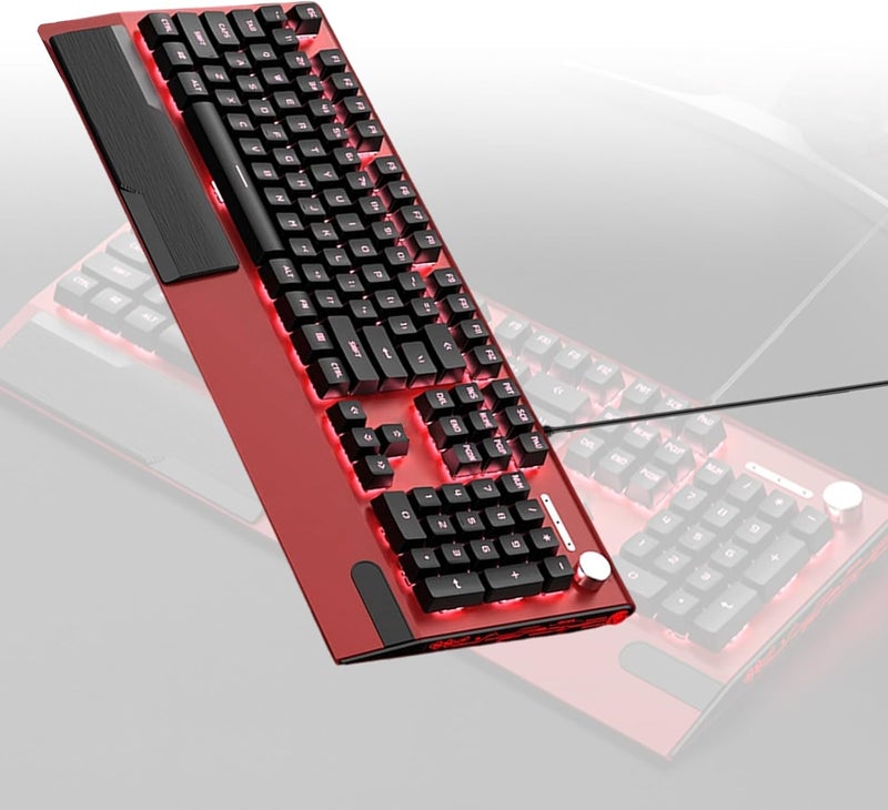 لوحة مفاتيح ميكانيكية للألعاب برمجية USB بـ 104 أزرار، مع إضاءة خلفية RGB، ومفاتيح من نوع “Rollover”， وميزات محسنة للإضاءة RGB - Image 1