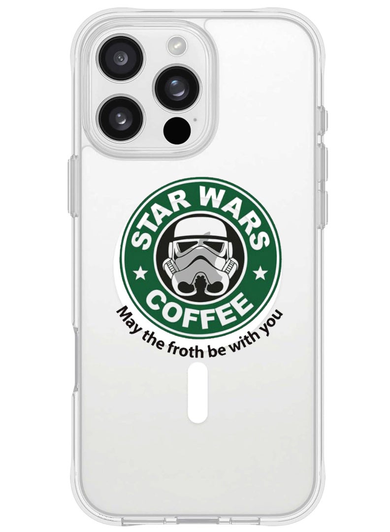 Theodor iPhone 16 Pro Max Magsafe Magnetic Case for iPhone Compatible with Wireless Charging, Shockproof Phone Bumper Cover - StarWars Coffee - Image 1