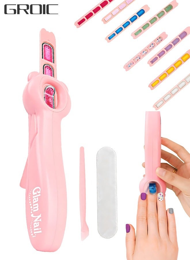 GROIC Stickers Kit for Girls Colorful Press Machine Toy Kids DIY kits, with Portable Stamper 8 Design Pods Design Kit with Art Stickers Hot Stamping Process & shiny - Image 1