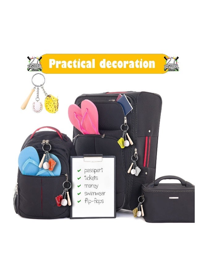 Baseball Keychain with Wooden Bat Baseball Glove for Sports Theme Party Team Souvenir Athletes Rewards Party Favors for Adults 12PCS - Image 5
