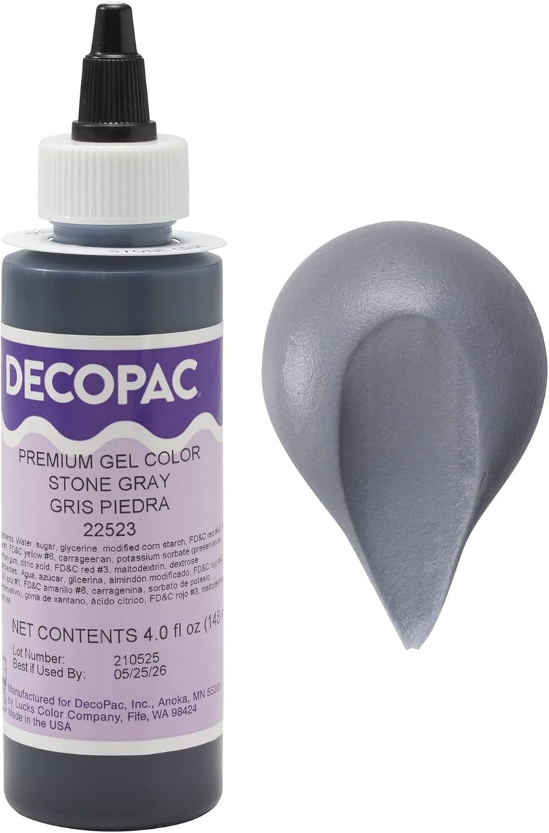 DecoPac Stone Gray Premium Gel Color for Cake Decorations - 4 Fl Oz - Image 1