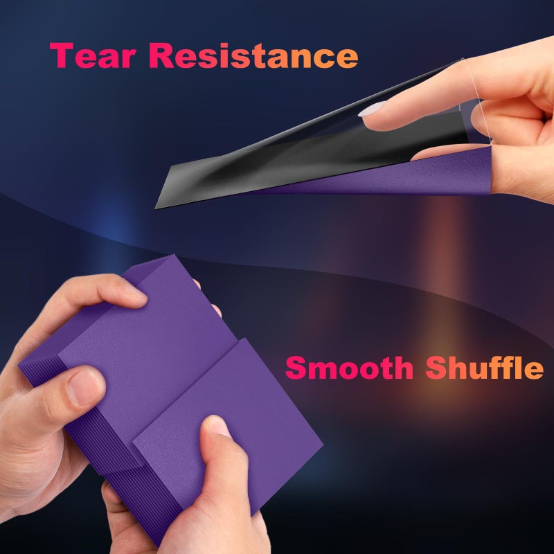 Proijeut 200 Pack Card Sleeves, Matte Dual Trading Card Sleeves with Opaque Back & Smooth Shuffle, Tear Resistant Card Protectors for MTG, TCG and Game Cards (Metallic Purple) - Image 5