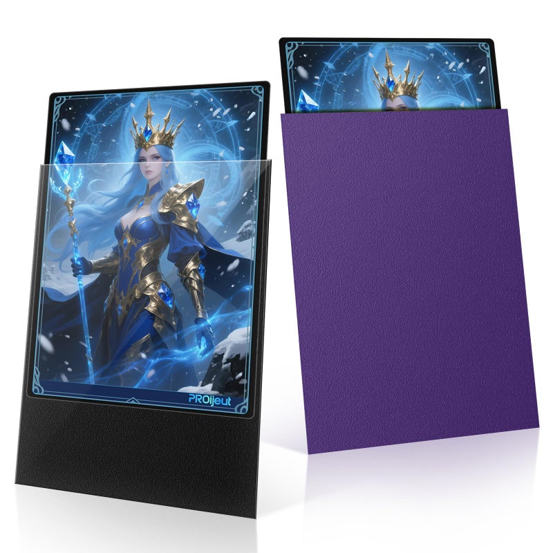 Proijeut 200 Pack Card Sleeves, Matte Dual Trading Card Sleeves with Opaque Back & Smooth Shuffle, Tear Resistant Card Protectors for MTG, TCG and Game Cards (Metallic Purple) - Image 1
