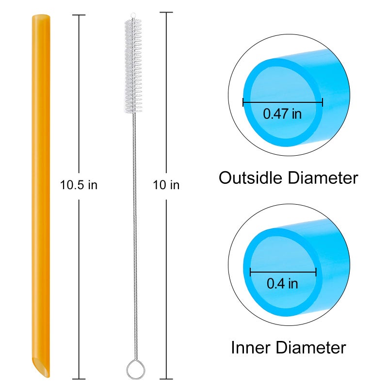 Hiware Angled Tips, 12 Pcs Wide Reusable Bubble Tea Straws with 4 Brushes - Multi Colors Jumbo Smoothie Straws, BPA FREE Plastic Straws for Bubble Tea (Tapioca, Pearls), Milkshakes - Image 2
