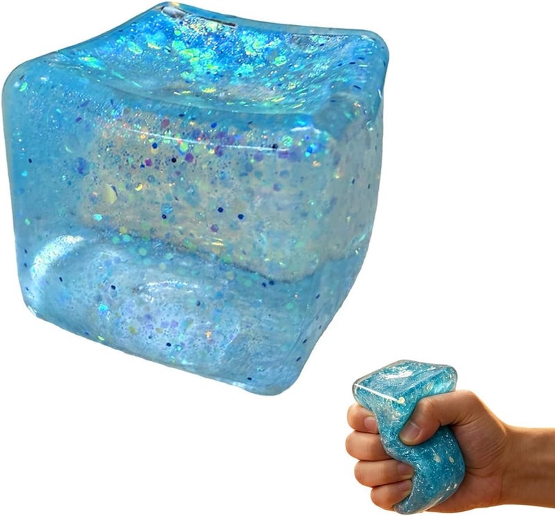 DICSINM Stress Cube Squishy Toys,Relief High Density Ice Squeeze Ball, Ice Cubes Squishies for Anxiety Relief, Slow Rising Ice Cubes Stress Balls, Focus & Play,5.5cm - Image 1