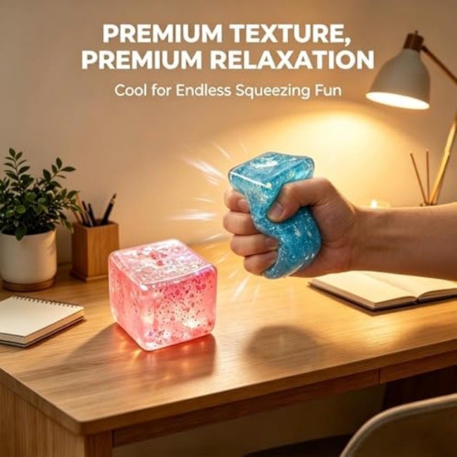 DICSINM Stress Cube Squishy Toys,Relief High Density Ice Squeeze Ball, Ice Cubes Squishies for Anxiety Relief, Slow Rising Ice Cubes Stress Balls, Focus & Play,5.5cm - Image 4