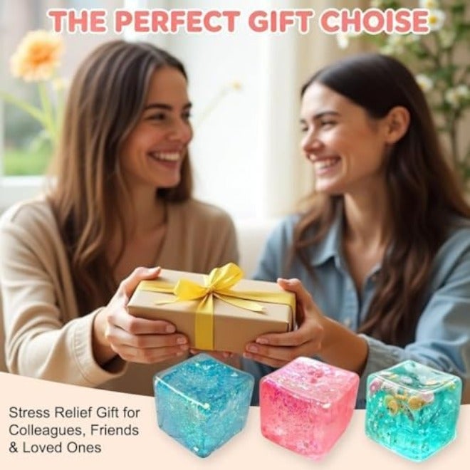 DICSINM Stress Cube Squishy Toys,Relief High Density Ice Squeeze Ball, Ice Cubes Squishies for Anxiety Relief, Slow Rising Ice Cubes Stress Balls, Focus & Play,5.5cm - Image 3