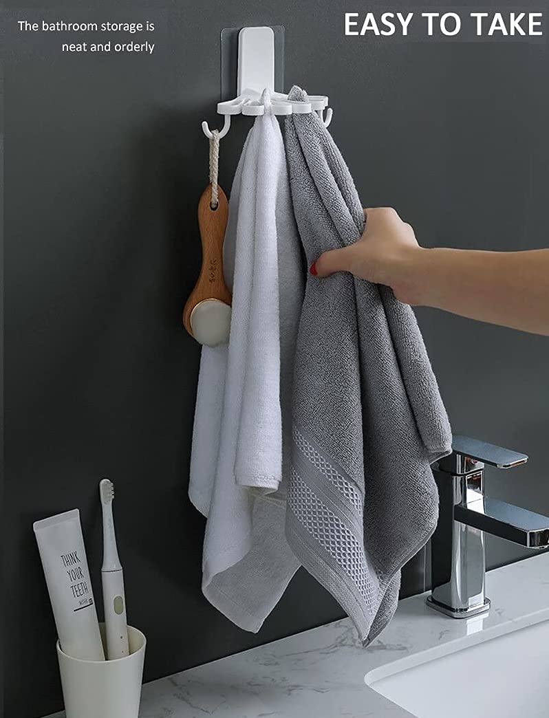 Rasdion Self Adhesive Flower Shaped Towel Hanger/Towel Holder/Napkin Holder/Napkin Hanger/Towel Rack/Towel Organizer/Towel Holder Stand with Wall Hanging Hooks for Kitchen, Bathroom, Home (2) - Image 4