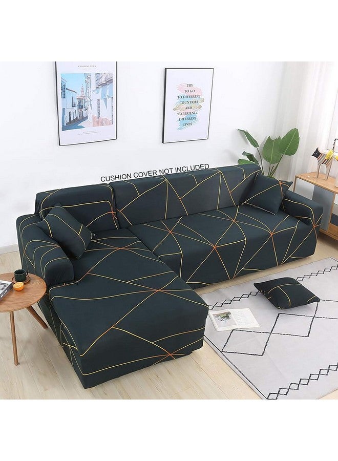 House of Quirk Universal Sectional 140 GSM Sofa Covers L - Shape Slipcover 2pcs Elastic L-Type Chaise Sofa Furniture Protector (Grey Trellis) - Image 1
