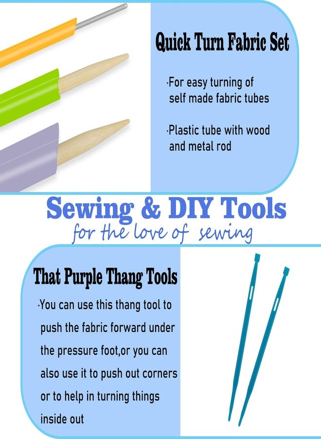YEQIN 8pcs Quick Turn Fabric & That Purple Thang Sewing Tools Set - Assorted Sizes Tube Turners & That Purple Thang Tools for Sewing Craft DIY Projects Tools - Image 2