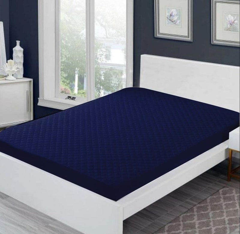 YETLI Waterproof Double Bed King Size Ultra Soft and Breathable Mattress Protector/Cover Elastic Fitted Upto 12 inch Pack of 1pcs - (78 x 72 inch or 6.5 x 6 Feet)- Blue - Image 1