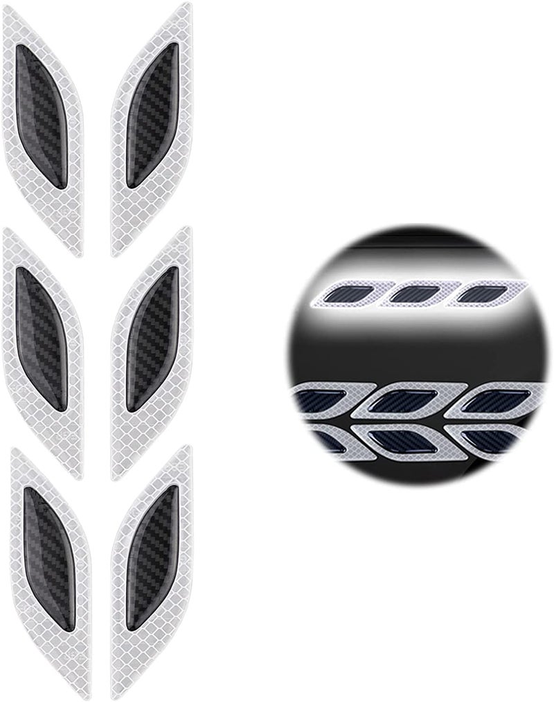 Allure Auto® Carbon Fiber Graphic Car Reflective Sticker,Warning Sign Bumper Door Fender Hood Anti-Scratch Cover Decal(White) for Tata Nexon - Image 1