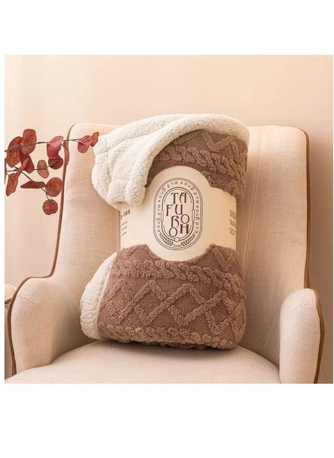 Bedding Fleece Throw Super King Size Cashmere Blanket ,Teal Warm Reversible Plush Fleece Bed Blanket 200*230 cm -Brown