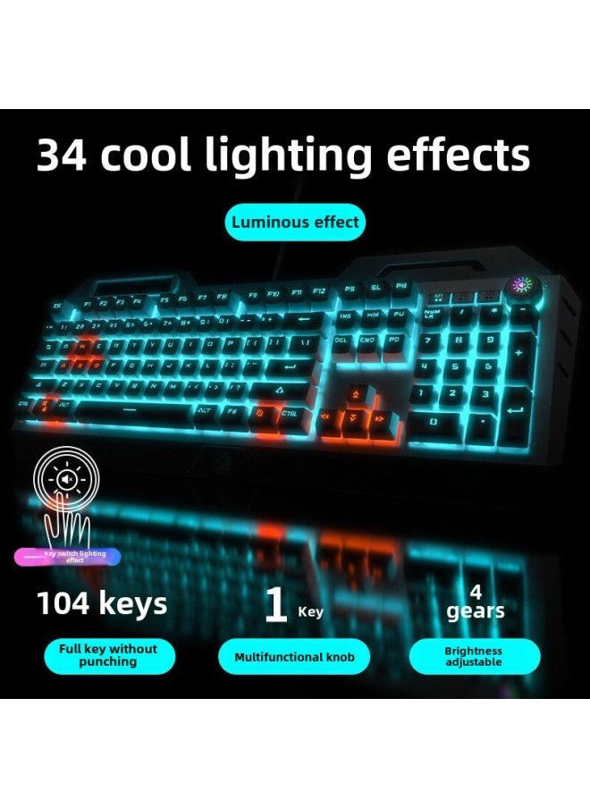 Generic - Forerunner TK900 Mechanical Keyboard Wired Mouse Suit Game Computer Electronic Competition Green Axis Wireless Keyboard Mouse Special-Color:Pink White [blue Light Green Shaft] Multi-function Knob + E-race Macro Mouse - Image 1