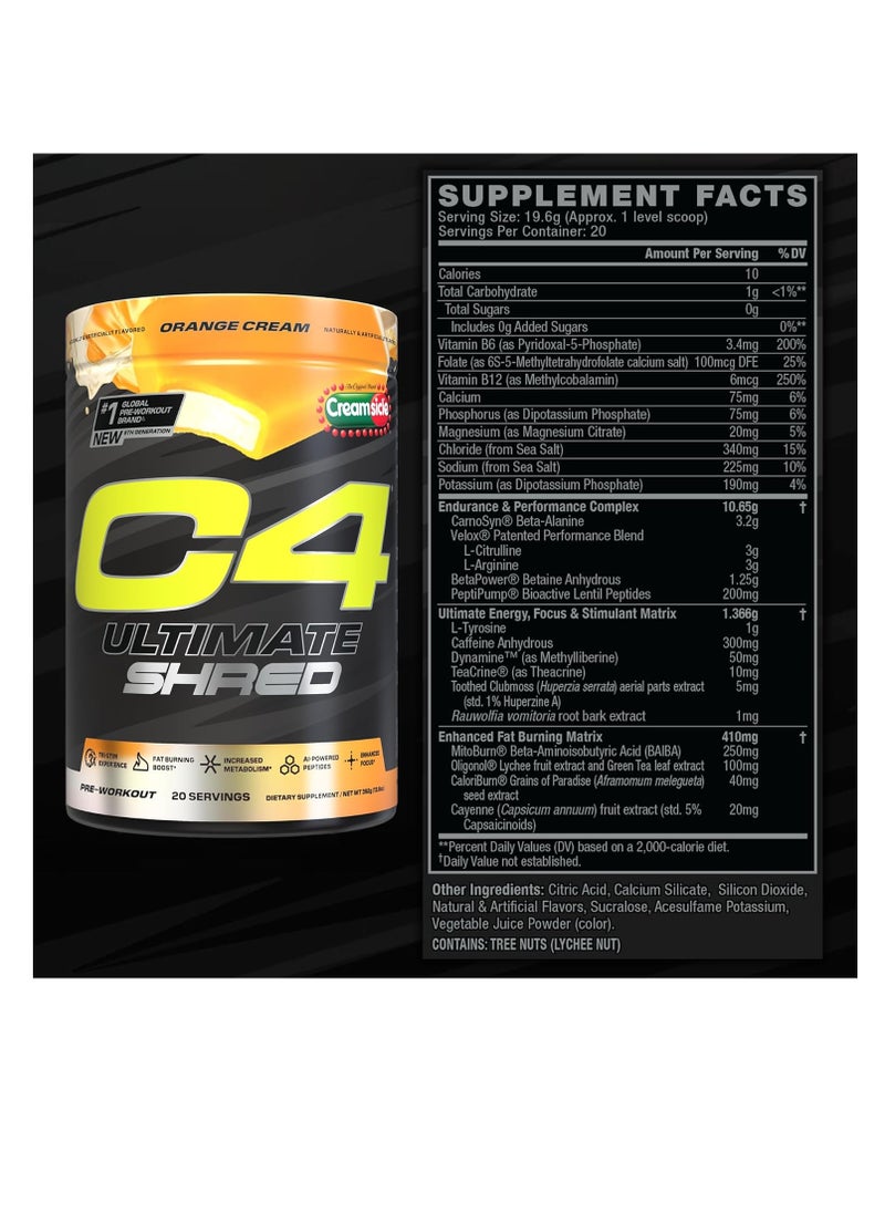 Cellucor C4 Ultimate Shred Pre Workout Powder Orange Creamsicle, 20 Servings - pzsku/Z9558D78A5F53140BB329Z/45/_/1737135654/ae4038b8-3f9f-4585-946f-227f33245c72